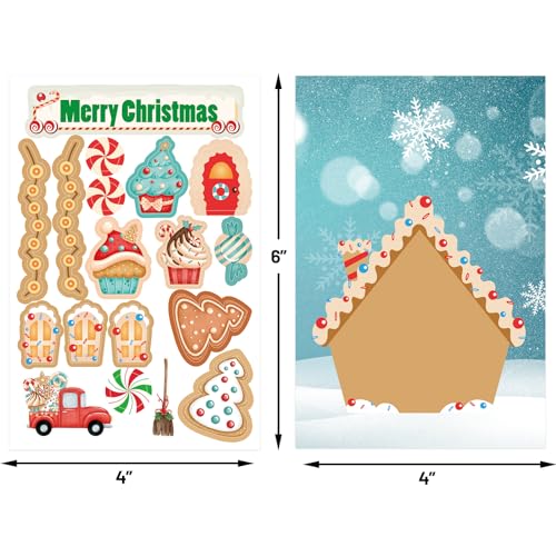 Ceiba Tree Gingerbread House Christmas Cards with Stickers, 20 Cards & Envelopes