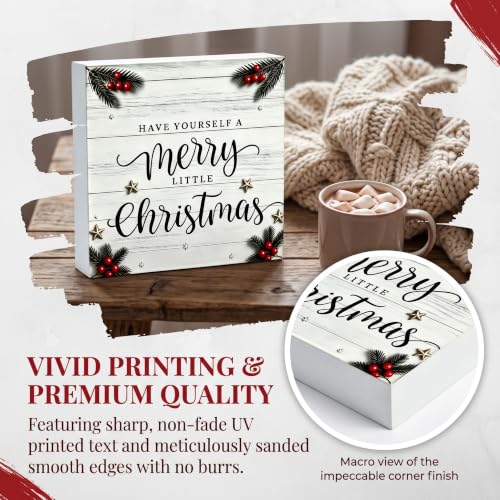 Movie Sign Wooden Christmas Decor - Rustic Holiday Tabletop Sign, 12.5cm