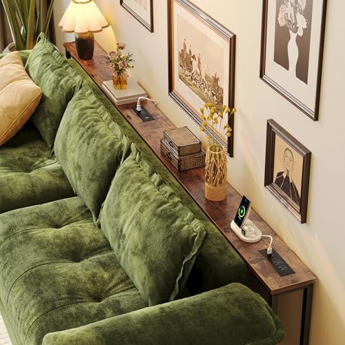 102.4" Extra Long Sofa Table with Power Outlets, Height Adjustable