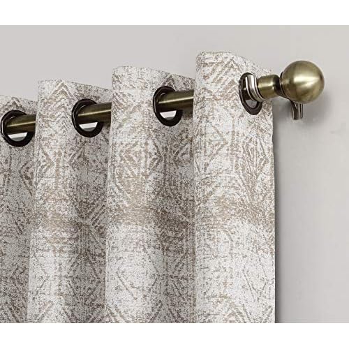 Sun Zero Darren Distressed Woven Jacquard Blackout Grommet Curtain Panel, 50" x 63", Camel