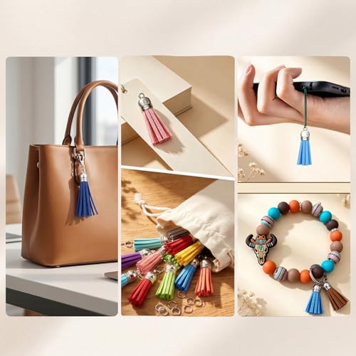 Leather Tassel Charms for Keychain Making - 50 Piece DIY Craft Set