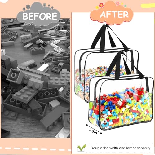 6-Pack Clear Toy Storage Bags with Zipper & Labels - Waterproof PVC Organizer