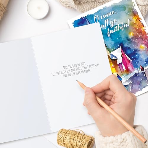 Religious Christmas Cards with Envelopes Pack of 20 - Come All Ye Faithful