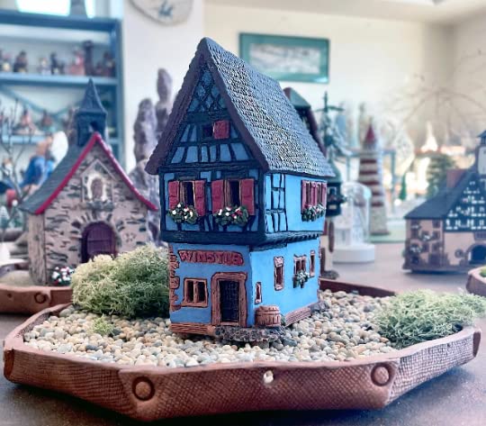 Handmade Ceramic Miniature House & Village Decor - Riquewihr Alsace Tealight Holder
