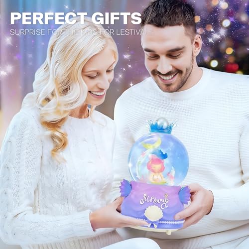 Mermaid Musical Snow Globe with LED Lights and Automatic Snowfall 100mm
