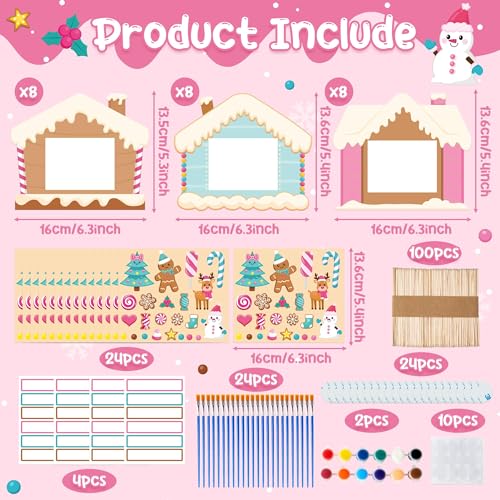 WATINC Gingerbread Magnetic Picture Frame Craft Kit 114pcs for Kids DIY Holiday