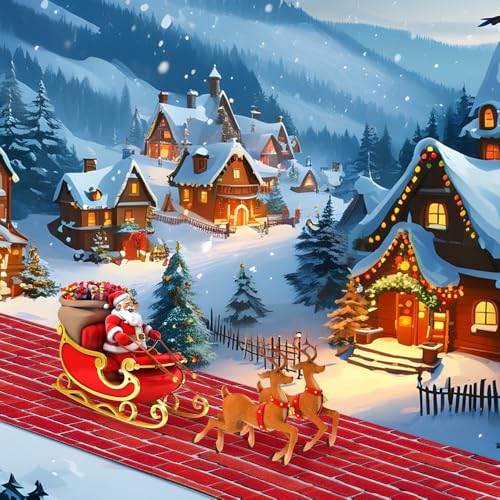 4 Pcs Miniature Christmas Village Street Road Mat, Cuttable Brick Path Roll