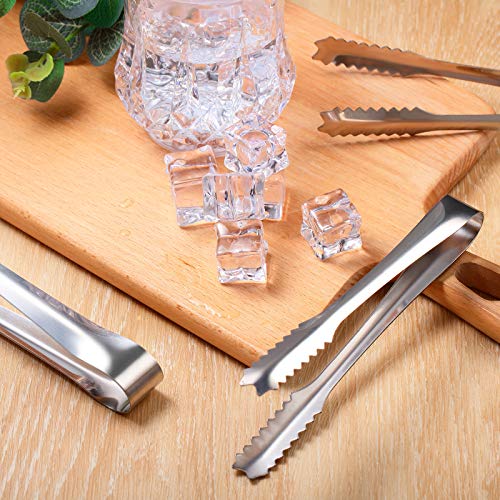 10-Piece Stainless Steel Ice Tongs with Sawtooth Grip - 7.5 Inch Bar & Restaurant Serving Tongs