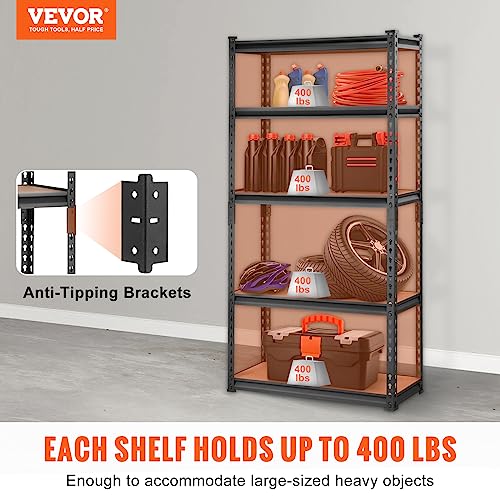 5-Tier Heavy Duty Storage Shelves 30"x12"x60" Metal Utility Rack