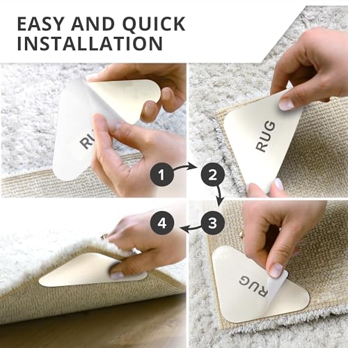 Anti-Slip Rug Grippers for Carpet - 8 Pack Non-Slip Carpet Corner Tape