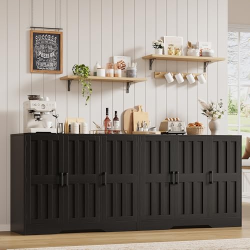 85-Inch Modern Farmhouse Buffet Cabinet, Large Sideboard with 6 Barn Doors