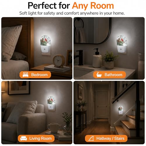 Axxitude Cardinal Christmas Night Light with Dusk to Dawn Sensor, Plug-In Bedroom & Home Decor