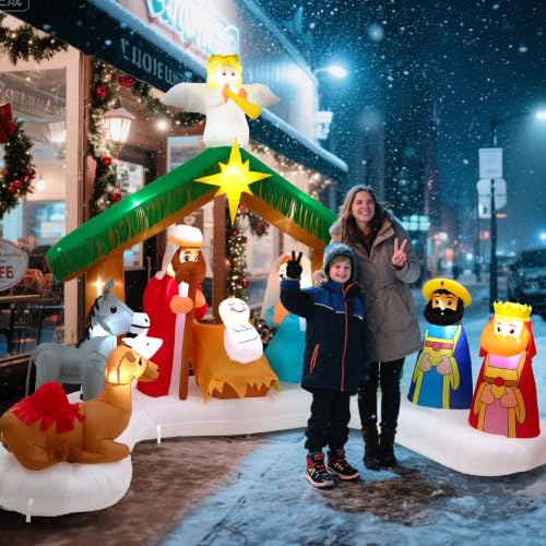 12FT Nativity Scene Inflatable with LED Lights - Large Outdoor Christmas Yard Decor (12ft Nativity Scene) by Wondiair