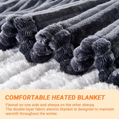 Electric Heated Throw Blanket - Soft Flannel with 10 Heat Levels
