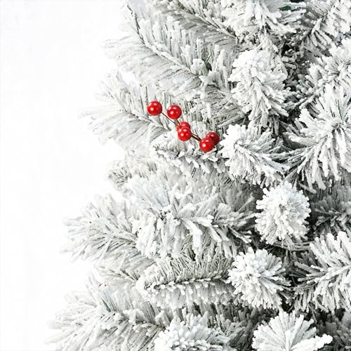 Set of 2 5ft Pre-Lit Flocked Western Spruce Christmas Trees, 169 Tips, 70 Lights