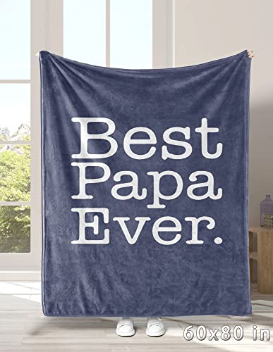 Carwayii 80x60 Blue Fleece Papa Blanket for Dad Grandpa Gift Large Throw
