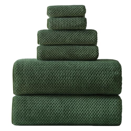6-Piece Oversized Bath Sheet Set, Extra Large Microfiber Towels, Olive Green