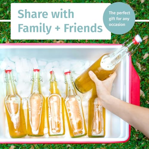 Clear Swing Top Glass Bottles 16oz Set of 6 with Labels