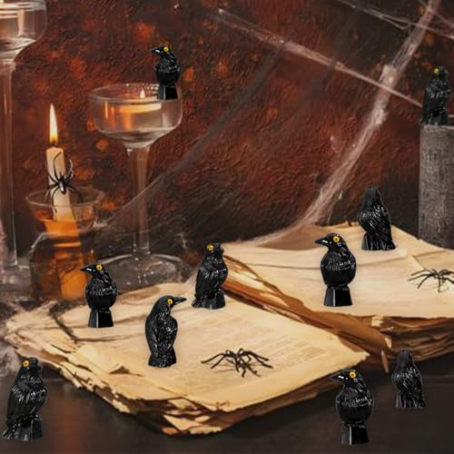 50-Piece Mini Resin Crow Figurines for Halloween & Micro Landscape