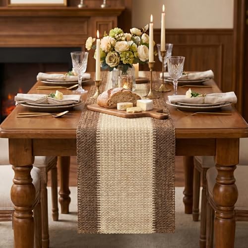 Artoid Mode 12x72 Inch Rustic Paper Braided Table Runner for Christmas & Holiday Decor