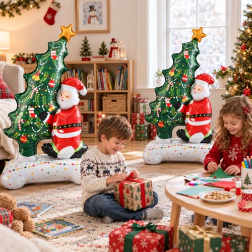 CGIYYAR 2 Pack Christmas Santa Balloons 3.5FT Self-Standing Holiday Decor