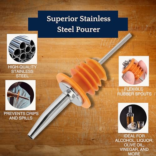 Spill-Stop 285-60 Metal Liquor Bottle Pourer 1.75L Wide Neck, Pack of 12