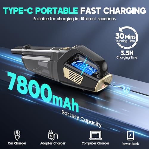 CKIKH Cordless Handheld Car Vacuum Cleaner 15000PA Portable