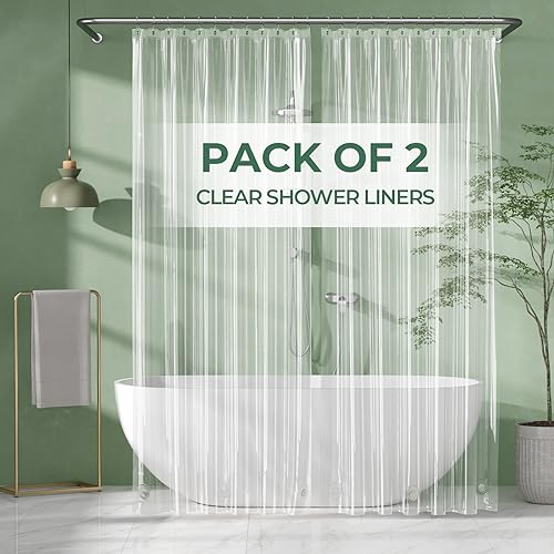 Extra Long Shower Curtain Liner, 72x96 Inch Clear PEVA with Weighted Hem