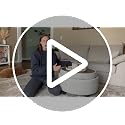 Round Fabric Storage Ottoman with Reversible Tray Lid, Beige