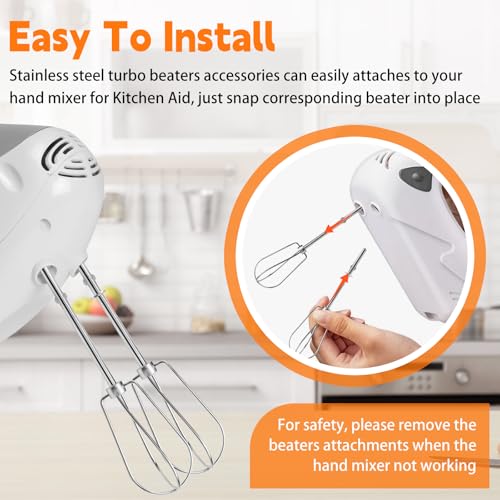 Stainless Steel Replacement Beaters for Hand Mixers, Durable Mixer Attachments