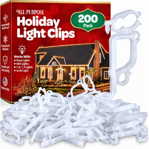 SEWANTA 200-Piece All-Purpose Holiday Light Clips for Gutter & Shingle Mounting