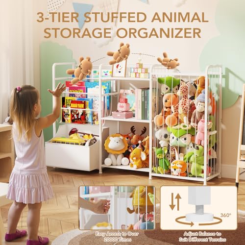Kids Bookshelf and Toy Storage Organizer with Movable Toy Chest