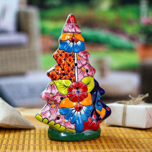 Handmade Talavera Ceramic Christmas Lantern - Mexican Holiday Decor