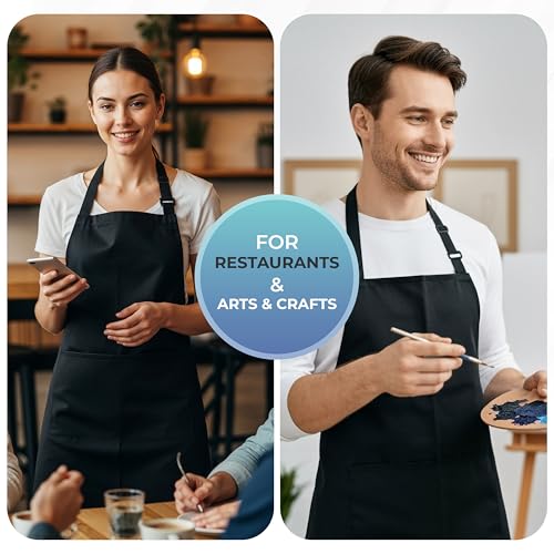 4-Pack Adjustable Bib Aprons with Pockets - Water and Oil Resistant