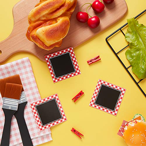 20-Piece Mini Chalkboard Signs with Red Gingham Clips for Food Labels