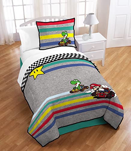 Mario Kart Twin Bedding Set - 2-Piece Quilt and Sham for Kids
