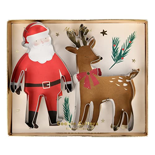 Meri Meri Santa & Reindeer Christmas Cookie Cutters - Metal Baking Supplies, Pack of 2