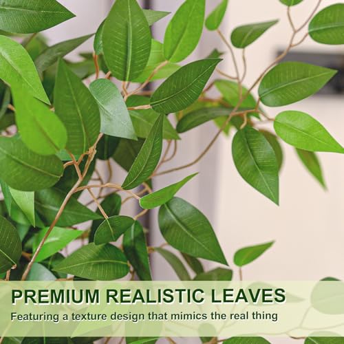 6FT Artificial Ficus Tree with White Planter - Realistic Faux Plant for Home Decor