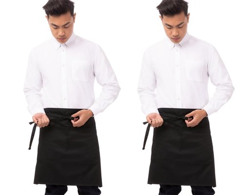 Chef Works Unisex Half Bistro Server Apron, Black, One Size (2 Pack)