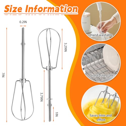 Stainless Steel Replacement Beaters for Hand Mixers, Durable Mixer Attachments