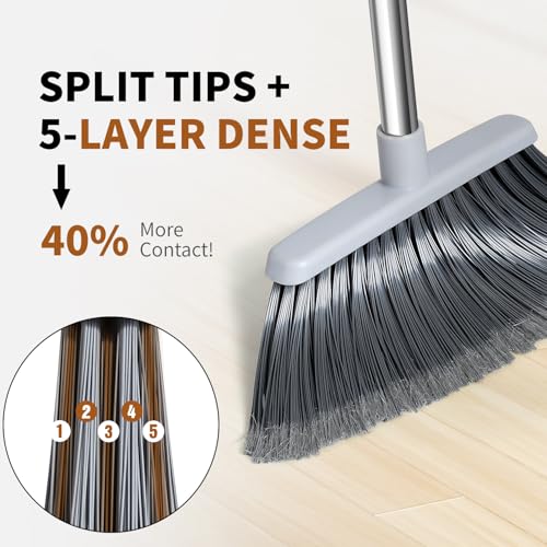 Heavy-Duty Indoor Outdoor Angle Broom with 55" Adjustable Handle