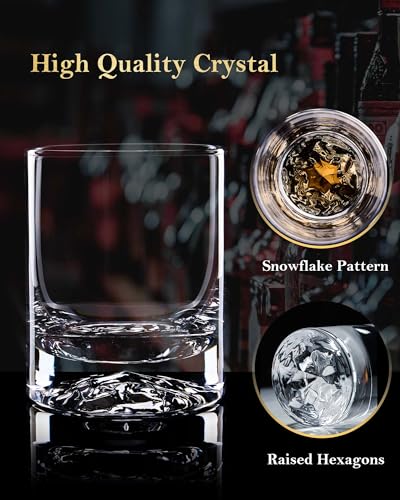 Crystal Whiskey Glasses - 12oz Double Old Fashioned Rocks Tumblers, Set of 2