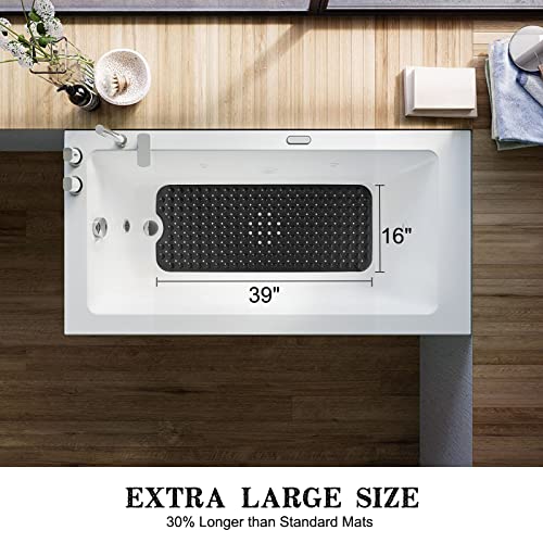 Extra Long Non-Slip Bathtub Mat, 39 x 16 Inch Shower Mat with Suction Cups