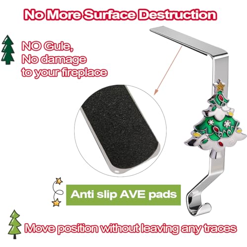 Set of 6 Christmas Stocking Holders for Mantle, Non-Slip Weighted Hooks