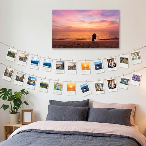 100 Pcs Mini Wooden Clothespins with Jute Twine for Photo Hanging Display