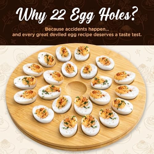 Bamboo Deviled Egg Containers with Lid, 22 Egg Capacity - Trayful