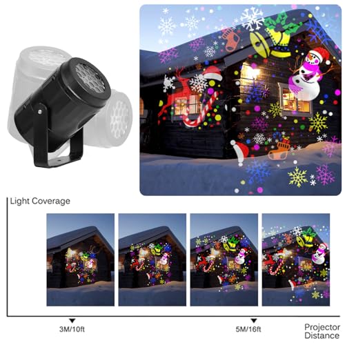 Christmas Projector Lights Outdoor Indoor - 9 Patterns LED Snowflake Rotating Waterproof