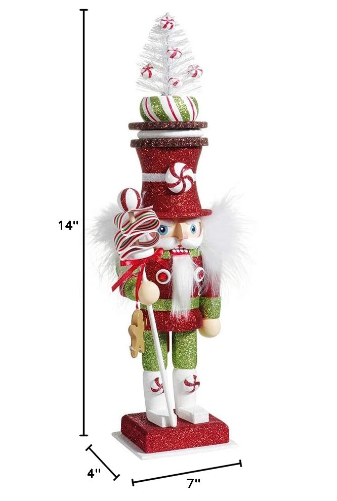 13.5-Inch Candy Soldier Wooden Nutcracker - Christmas Tabletop Decor