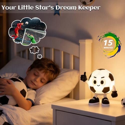 Soccer Ball LED Night Light for Kids Bedroom with 7 RGB Colors and Timer