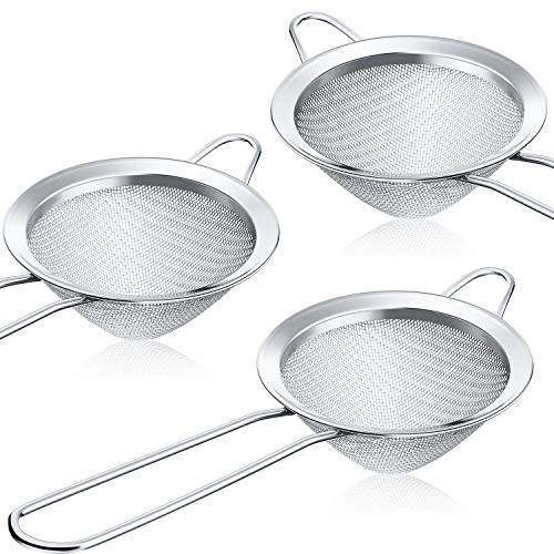 Patelai 3.3 Inch Fine Mesh Cocktail & Tea Strainer - 3 Pack